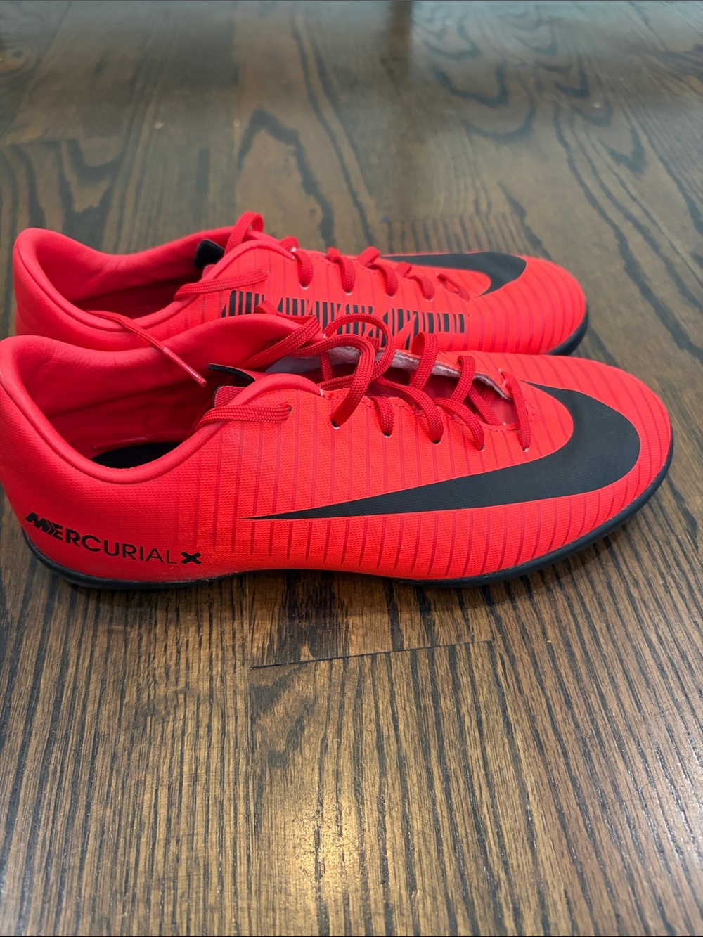 Nike Kids Red and Black MercurialX Indoor Soccer Shoes